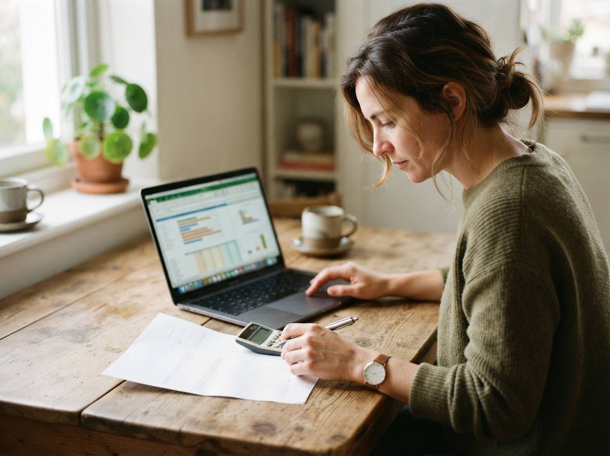 A borrower compares car loan paperwork at a kitchen table.