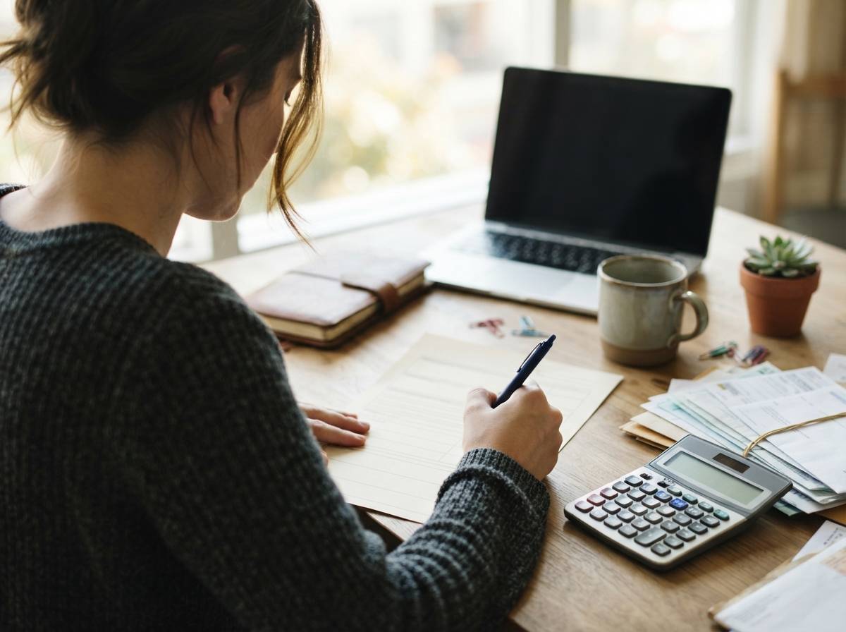 A borrower discusses a loan agreement with an employee in a small office.